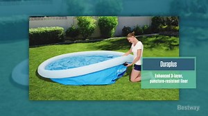 Bestway Fast Set 12 Foot x 30 Inch Round Inflatable Ring Above Ground Swimming Pool Set Easy Setup Backyard Outdoor Family Pool with Filter Pump