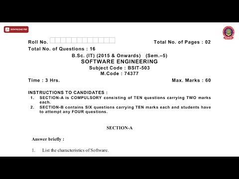 BSC 5TH SEM IT SOFTWARE ENGINEERING JAN 2021 | PTU
