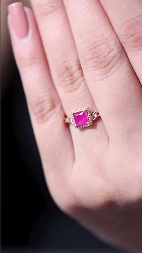 Natural Ruby Solitaire Ring | Princess Cut Ruby Gemstone Ring | Promise Ring For Her | July Gems