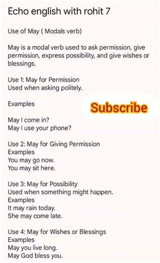 Use of May in English l #may #modalverbs #shorts #spokenenglish