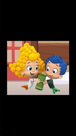 Bubble Guppies Gil and Deema are holding a hot tea cup.