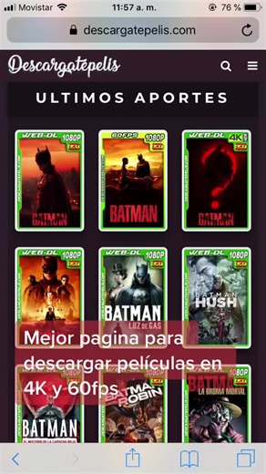 Mejor sitio para descargar películas en 4K y 60fps