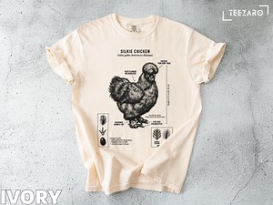 Silkie Chicken T-shirt: Detailed Anatomy, Crested Pom-pom Head, Feathered Feet - Etsy