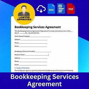 Bookkeeping Contract Template | Editable Accountant Agreement | Small Business Bookkeeper Client Contract | Instant Download - Etsy