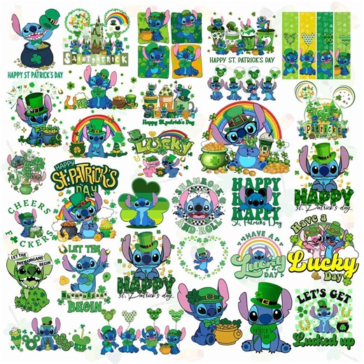 Stit-ch Patrick Png: Blue Alien Four Leaf Clover (digital Download) - Etsy