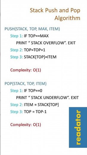 Stack Push Pop Operation Algorithms