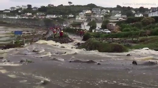 Coverack flash flood: Wall of water rips through coastal village