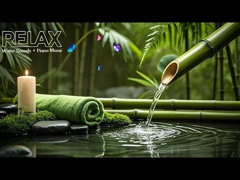 Relaxation Music: Bamboo Water Fountain + Healing Piano 🌿 Sleep Music, Meditation and Nature Sounds