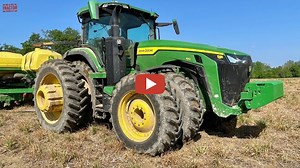 bigtractorpower 2022 - A 410 hp JOHN DEERE 8R 410 tractor working on no till planting corn with a newly updated model year 2022 40ft wide 1795 16/31 split row planter.