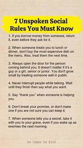 1.4M views · 6.2K reactions | 7 Unspoken Social Rules. #psychology #psychologyfactsoflife #lifetips #psychologytips #psychologyfacts | Be Human Be Kind | Facebook