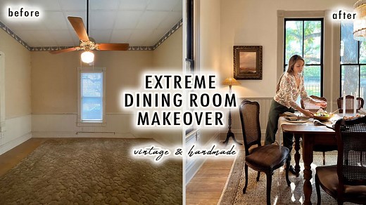 Extreme dining room makeover with vintage and handmade style