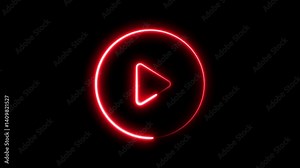 glowing neon pink color music play animation icon audio video tone song animated on black background