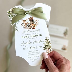 Woodland Baby Shower Invitation Forest Animal Theme Gender Neutral Rustic Baby Boy Shower Invite Fall Baby Shower Onesie Invitation Printed - Etsy