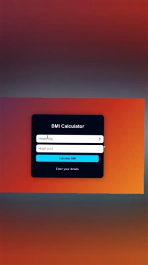 How to create BMI calculator in html css JavaScript New, BMI tells if your weight is healthy or not