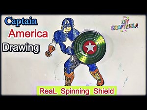 How to Draw Captain America with Real Spinning Shield! 🛡️ Fidget Spinner Art #drawing #avengers