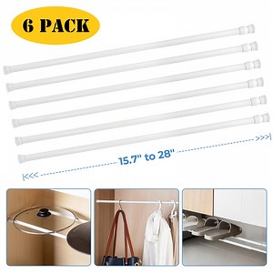 BEAMNOVA 6Pcs Tension Curtain Rod for Windows Cabinet Wardrobe Closet 15.7"-28" Adjustable, 1/2" Diameter, White - Walmart.com