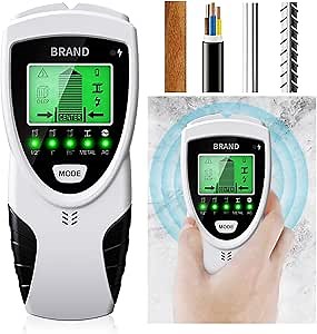 Stud Finder Wall Scanner - 5 in 1 Stud Detector with HD LCD Display & Audio Alarm, for Centres and Edges of Wood, Metal and AC wire, Pipe Wire Detector (White)