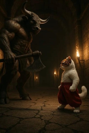 Cat vs Minotaur. Tobi Pants Story from JapaneseWorkwear.com