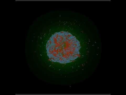 Simulating a swarming transition in a growing bacterial colony