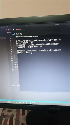 Ruby | Euler project 'factorial digit sum' | CodeLearning