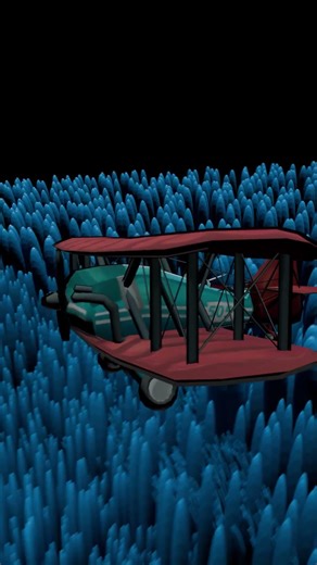A Plane Flying Through a Blue Dream Forest ✈️🌲 | Blender Animation #shorts