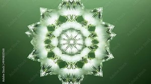 Stunning ice crystal forms on a solid background, perfect for winter projects. Intricate snowflake details in close up, with symmetrical pattern and frosty hues. Green screen for easy editing
