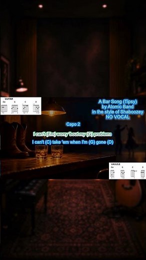 A Bar Song (Tipsy) NO VOCALS play along with scrolling guitar chords and lyrics