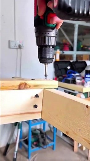 Wood screw process shows accurate carpentry joint technique
