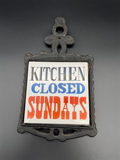 Cast Iron Trivet Vintage 1960s Kitchen Closed on Sundays Kitsch Wall Hanging - Etsy