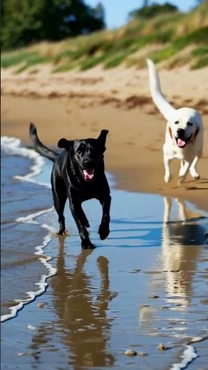 Happy Labrador Retrievers Running & Playing on the Beach | Joyful Dog Moments! #labradorretriever
