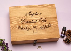 Essential Oil Storage Lock Box | Personalized With Name & Leaf Design | Small Bottle Keeper | Gift for Mom - Etsy