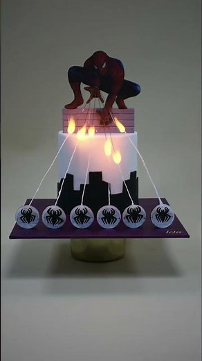 Flash fire paper cake #cake #fire #spiderman #cakedecorating
