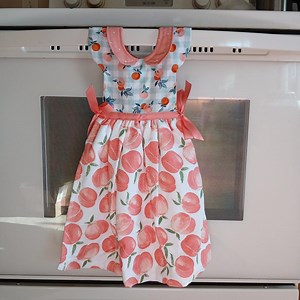 Peach Kitchen Towel Dress, Farmhouse Oven Door Hanger, Hostess Gift - Etsy