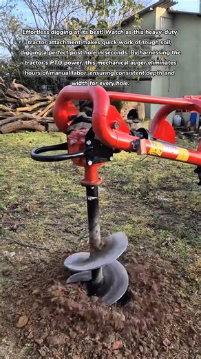Insane Digging Power! 🚜🕳️ High-Torque Tractor Post Hole Auger #tractor #tools #garden #farming #how