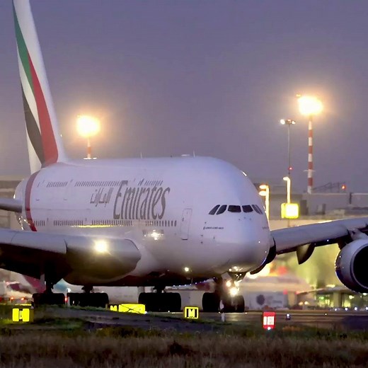 “Catch me if you can.” Featuring the Emirates A380 and the ‘Follow Me’ car at Düsseldorf Airport. Video credit: Cargospotter Aviation | Emirates