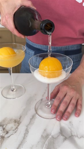 68K views · 101 reactions | Step up your brunch game with my guide to the best mimosas, starring frozen orange juice basketballs as the ideal way to flavor and chill your beverage!  Making juice cubes of all flavors and shapes is a great way to elevate any brunch spread with minimal effort. Bonus point: Make them weeks or months ahead of time and stash them in your freezer for a last-minute mimosa upgrade! 壟 | Just a Taste | Facebook