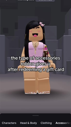 Roblox Accessories from Gift Card Redemption