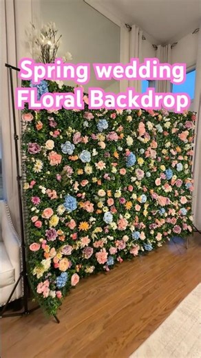 Diy spring floral wall backdrop for wedding #diy #tutorial #springwedding #wedding #flowerwall