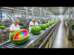 Inside a Giant Rainbow Watermelon Factory: From Massive Melons to Finished Product (Full Process)