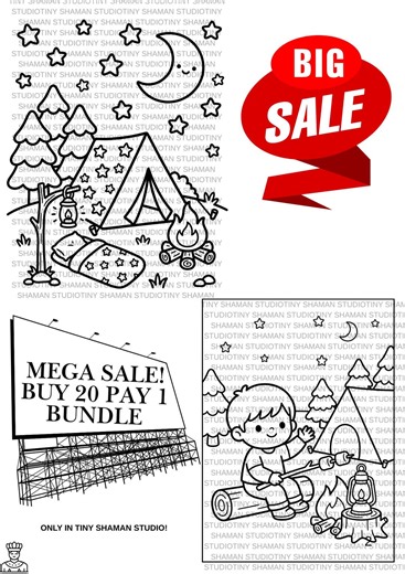 Camping Coloring Book for Kids Ages 3-6, Cute Campfire & Forest Animals Coloring Pages, Easy Outdoor Activity Book, Toddler Printable PDF - Etsy