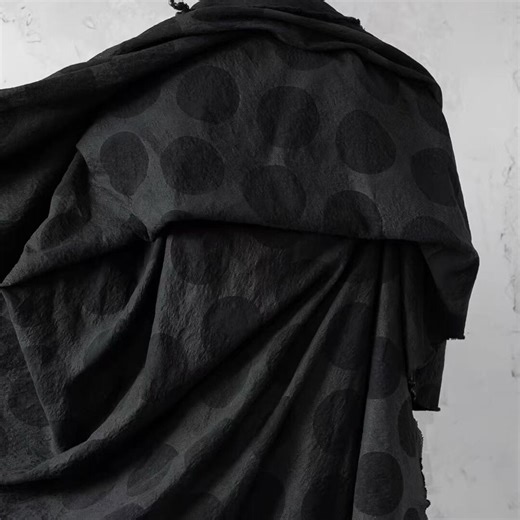 Black Polka Dot Cotton Linen Jacquard, Textured Scarred Fabric for Deconstructive Fashion & Streetwear - Etsy