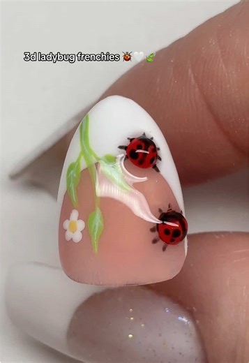 Easy 3D Ladybug French Tip Nail Tutorial