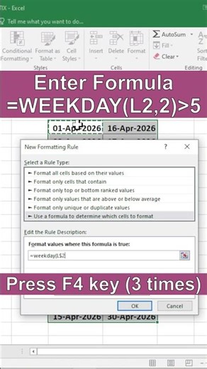 Highlight Weekends in Excel 😳 (Auto Trick)