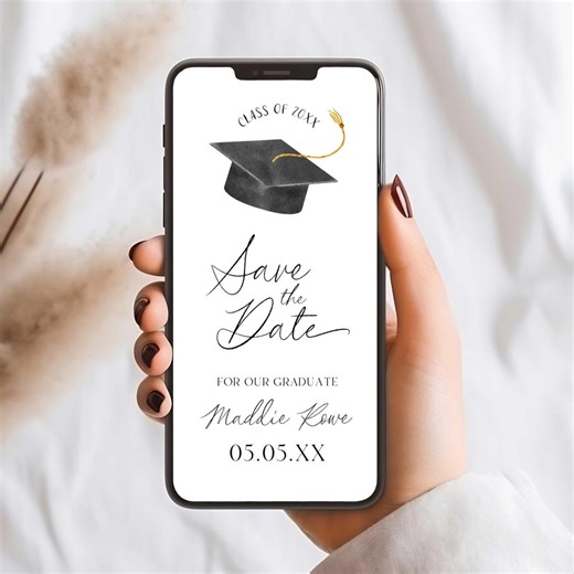 Graduation Save the Date, Editable Template, Mobile Phone Graduation Save the Date, Graduation Announcement - Etsy