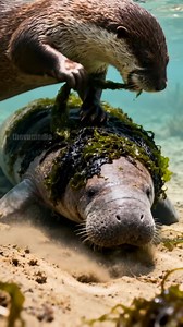 Otters Team Up to Save Trapped Manatee! #rescue #animals | 我笑到尿失禁了