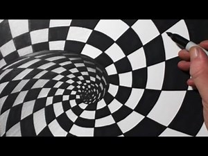 Easy 3D Trick Art | Spiral Drawing Optical Illusion / Satisfying & Relaxing