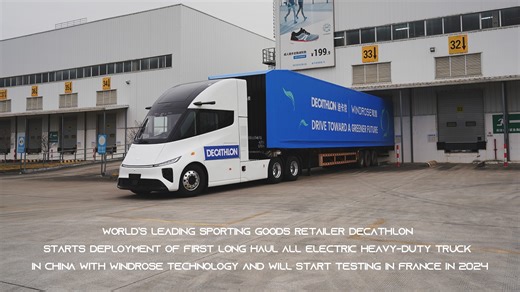 From China to France, Windrose 600km long-range EV truck helps Decathlon achieve zero-emissionsWorld’s leading sporting goods retailer Decathlon starts deployment of first long haul all electric… | Windrose Technology Inc