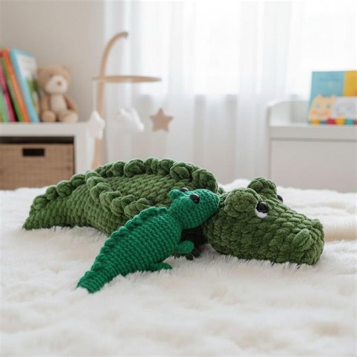 No Sew Alligator Crochet Pattern PDF Beginner Friendly Amigurumi Family Crocodile Plushie - Etsy
