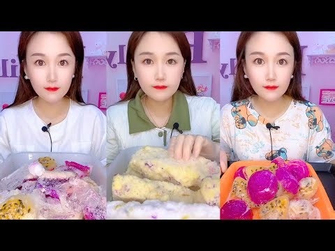 Rainbow Ice Eating Sounds | Colorful Crushed Ice ASMR Mukbang #219