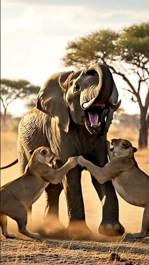 Lions Attack an Angry Elephant | Intense Wild Animal Battle in the Jungle #wildlife #lion #fight